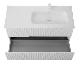 База под раковину Cezares подвесная с двумя выкатными ящиками, правосторонняя, Bianco Lucido, 1200x457x500, DUET-N-1200-2C-SO-BL-R